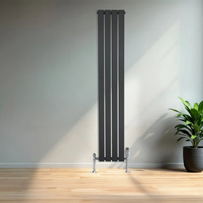 Flat Single Column Radiator - 1600 x 280mm - Anthracite Grey