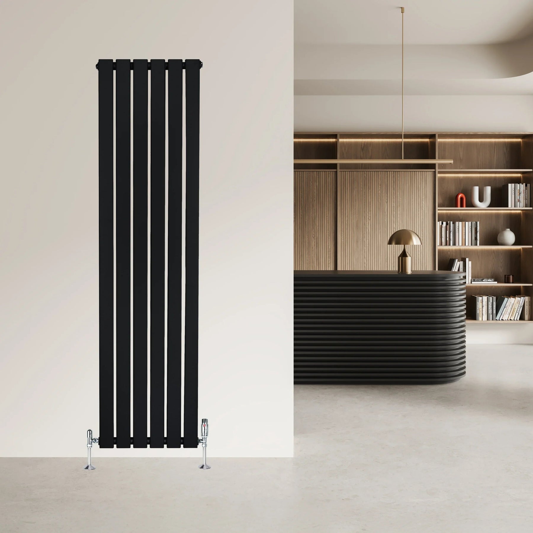 Flat Single Column Radiator - 1600 x 420mm - Black