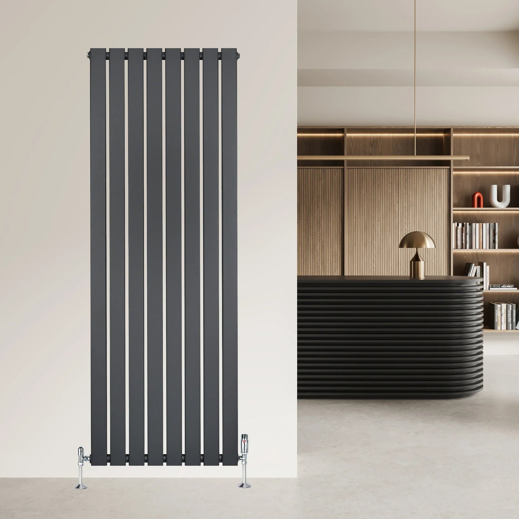 Flat Single Column Radiator - 1600 x 560mm - Anthracite Grey