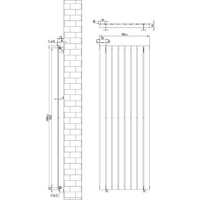 Flat Single Column Radiator - 1600 x 560mm - Anthracite Grey