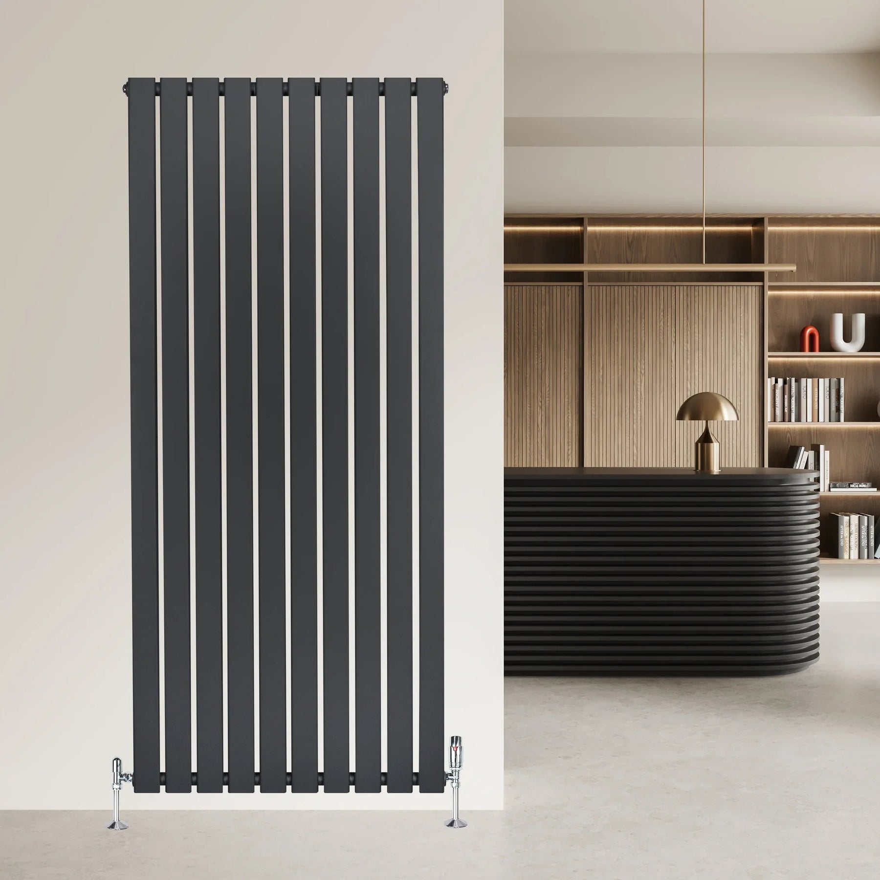 Flat Single Column Radiator - 1600 x 700mm - Anthracite Grey