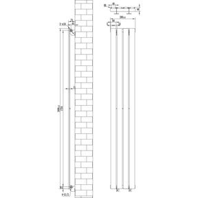 Flat Single Column Radiator - 1800 x 280mm - White