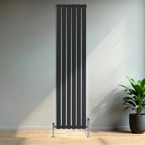 Flat Single Column Radiator - 1800 x 420mm - Anthracite Grey
