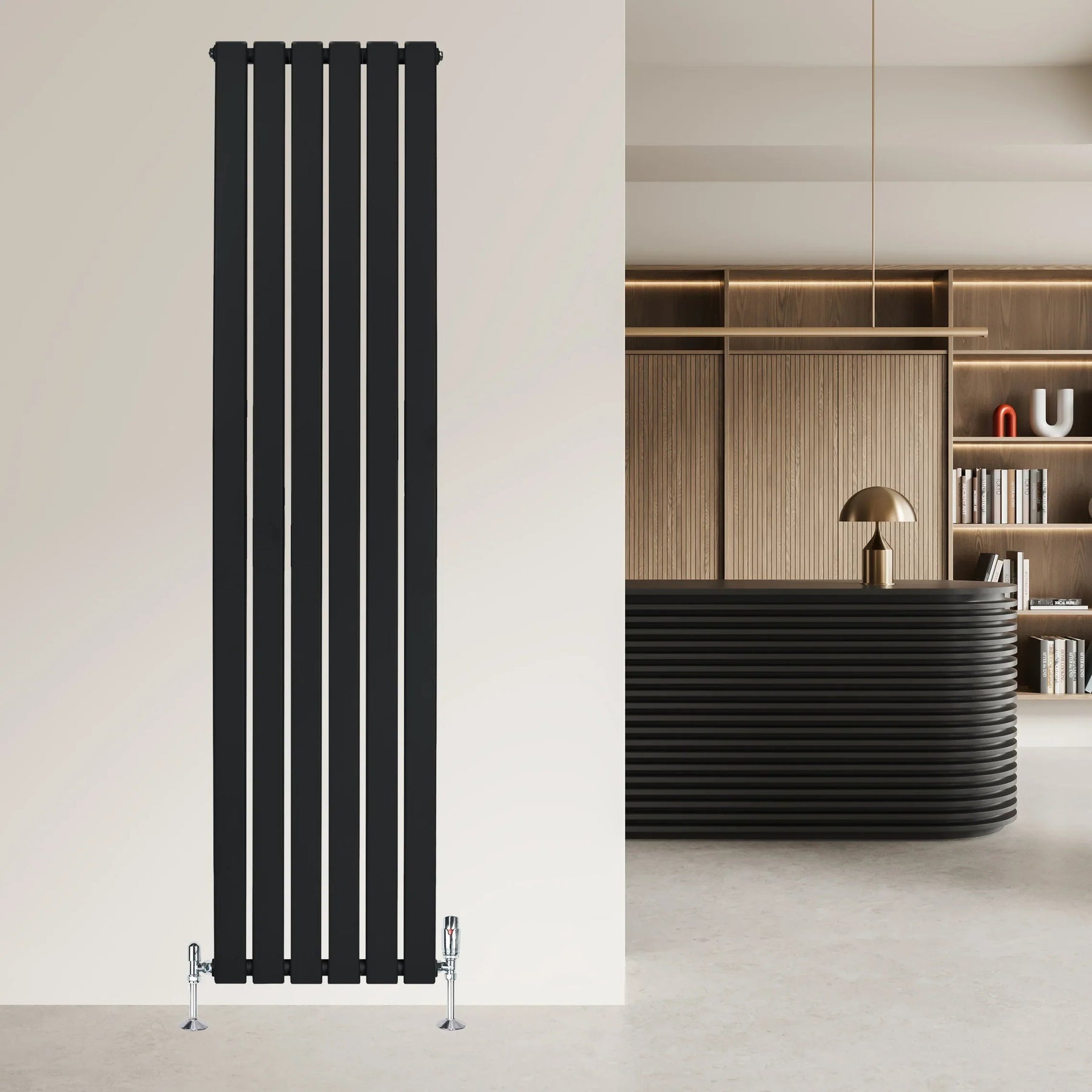 Flat Single Column Radiator - 1800 x 420mm - Black