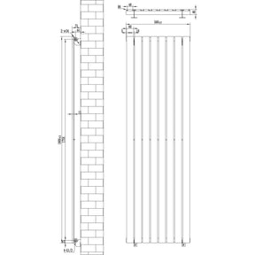 Flat Single Column Radiator - 1800 x 560mm - White