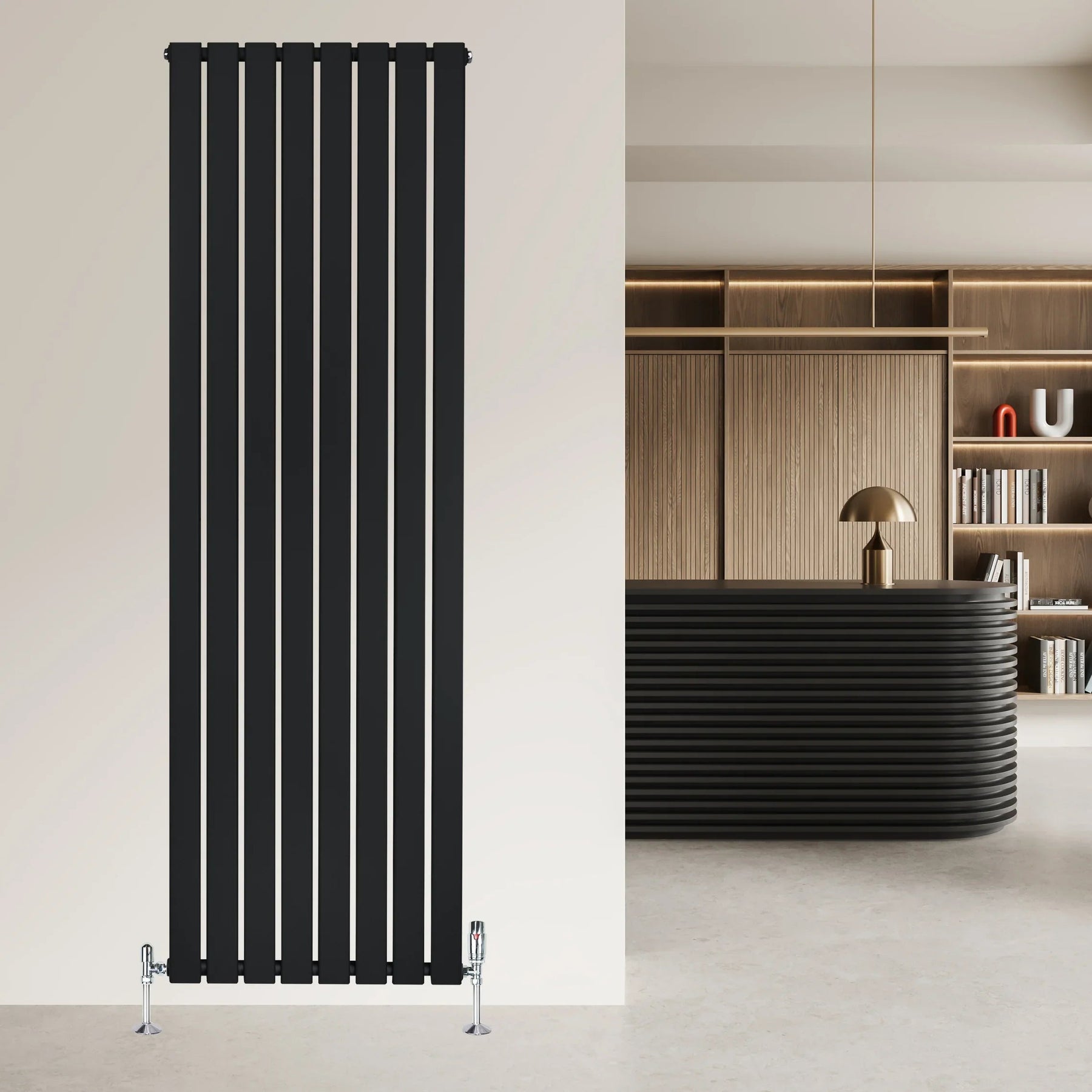 Flat Single Column Radiator - 1800 x 560mm - Black