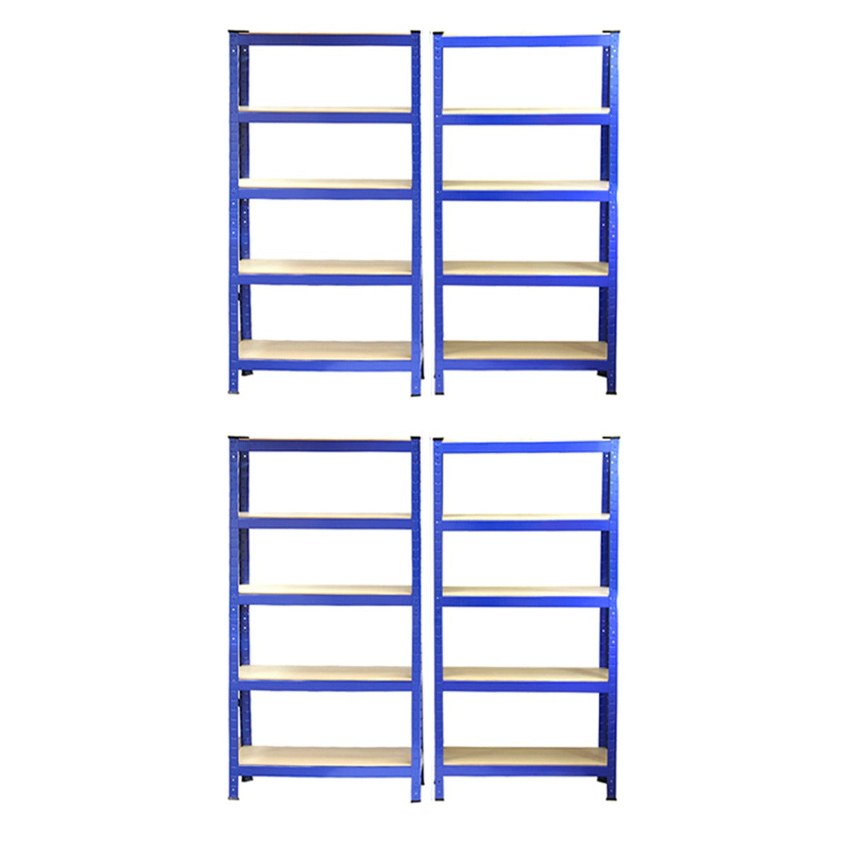 Monster Racking T-Rax Heavy-Duty Shelving Units – Blue, 75 cm Wide x 30 cm Deep – Set of 4