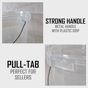 8L Plastic Bucket Tub MultiPurpose Storage Container Clear w/ Lid Carry Handle
