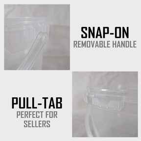 5L Plastic Bucket Tub MultiPurpose Storage Container Clear w/ Lid Carry Handle