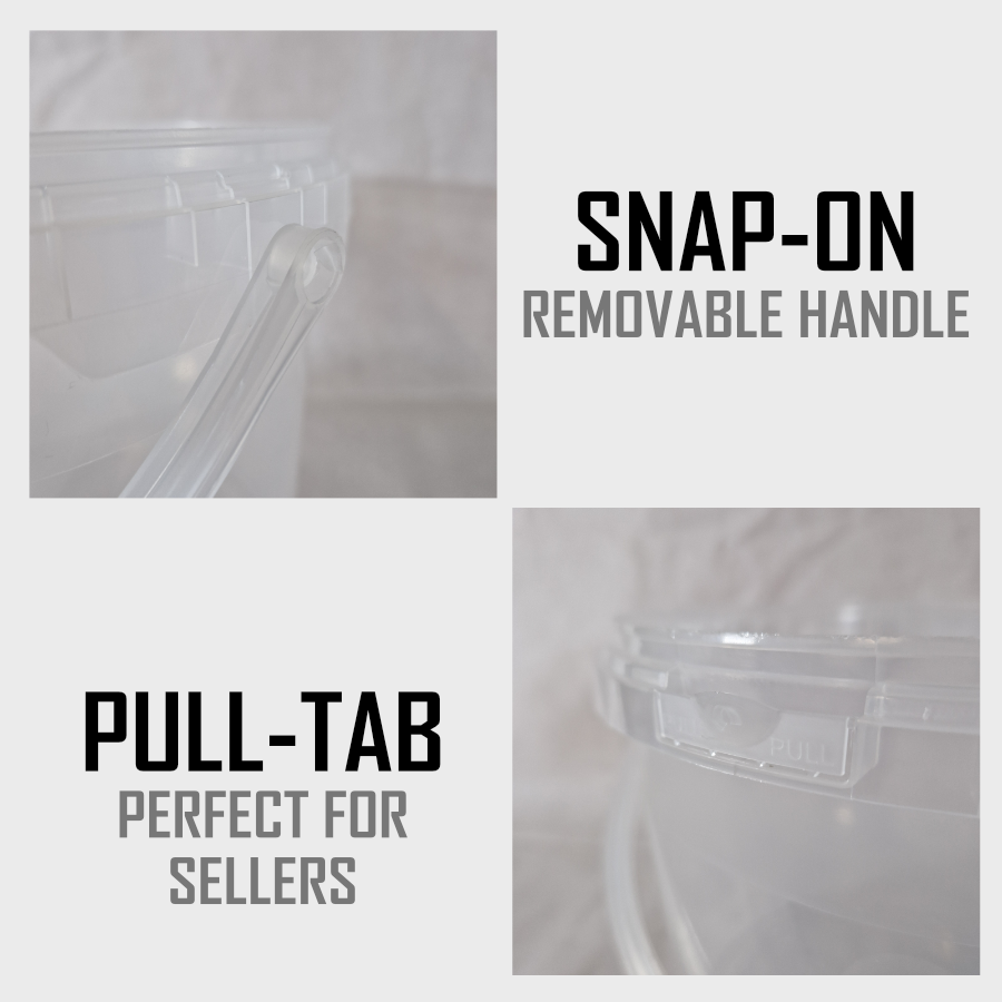 5L Plastic Bucket Tub MultiPurpose Storage Container Clear w/ Lid Carry Handle