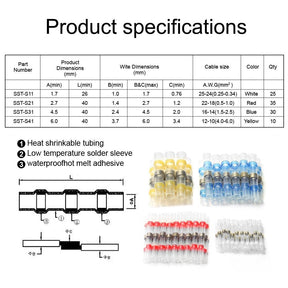 250pcs Heat Seal Connector with Solder – Waterproof Heat Shrink Tubing | For 1-3.7mm Wire