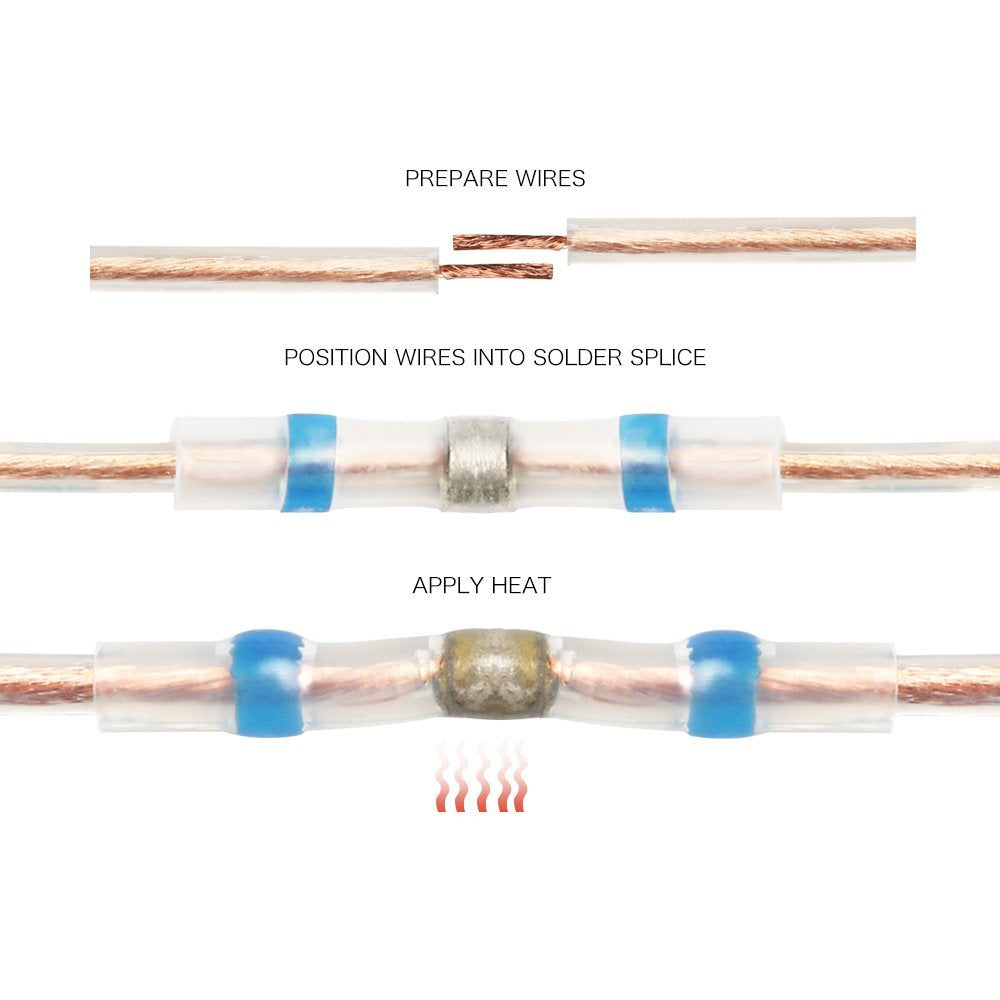 250pcs Heat Seal Connector with Solder – Waterproof Heat Shrink Tubing | For 1-3.7mm Wire