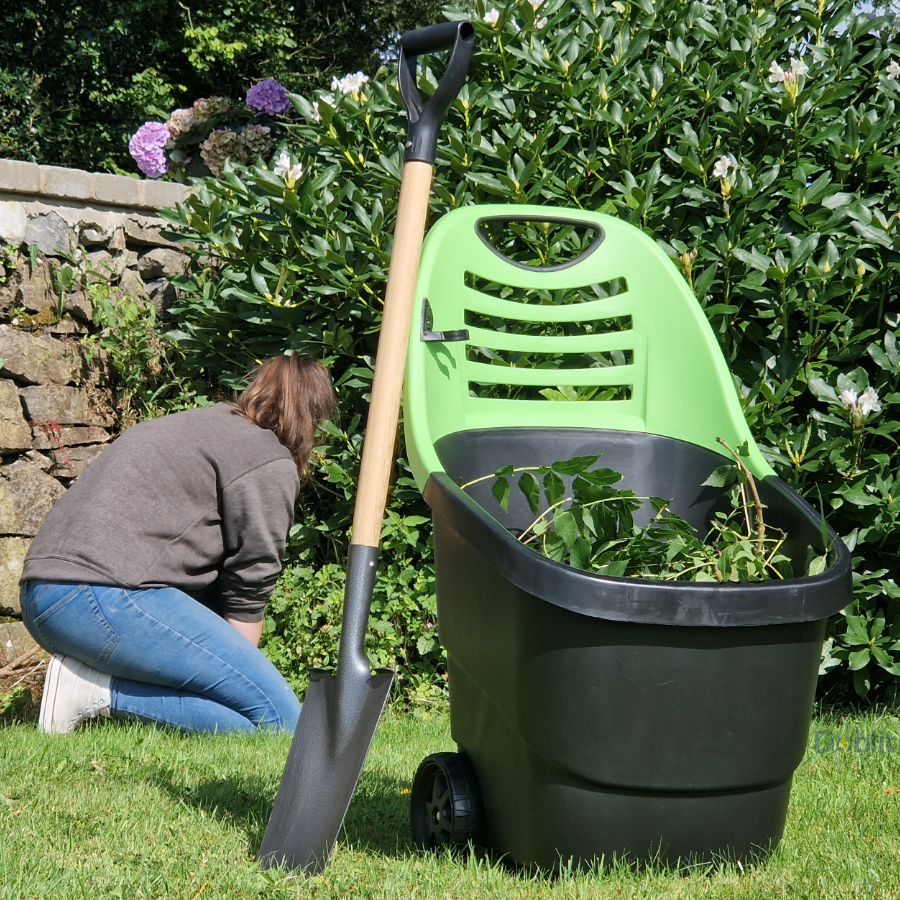 Garden Trolley 65L Cart Wheeled Caddy Plastic Wheel Barrow Hopper 50kg Max Load - Easily Haul Leaves, Firewood and More!