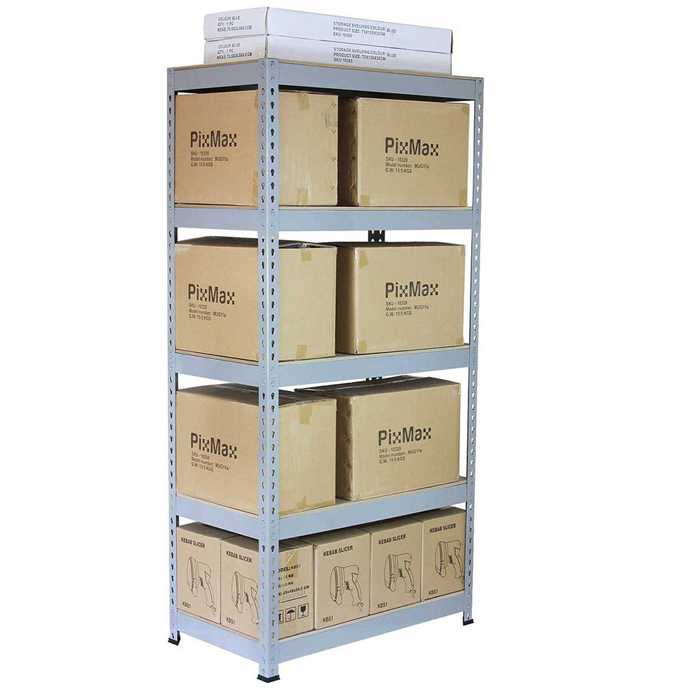 Q-Rax Grey Shelving Unit, 90 cm W x 180 cm H x 50 cm D