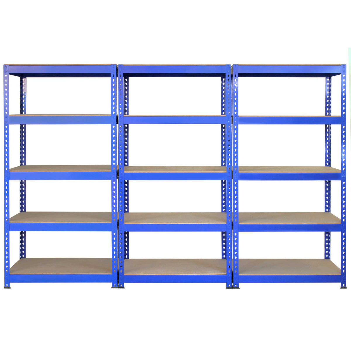 Q-Rax Metal Racking Units – Set of 3 – 90 cm W x 50 cm D x 180 cm H – Blue