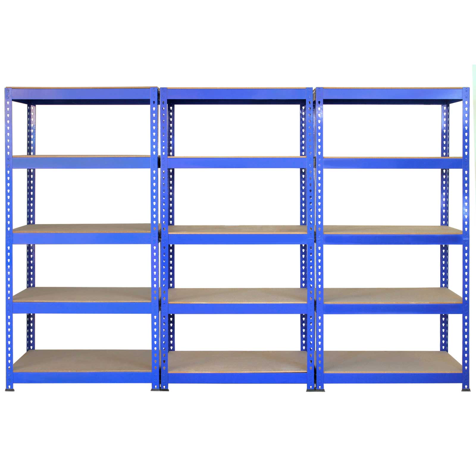 Q-Rax Metal Racking Units – Set of 3 – 90 cm W x 50 cm D x 180 cm H – Blue