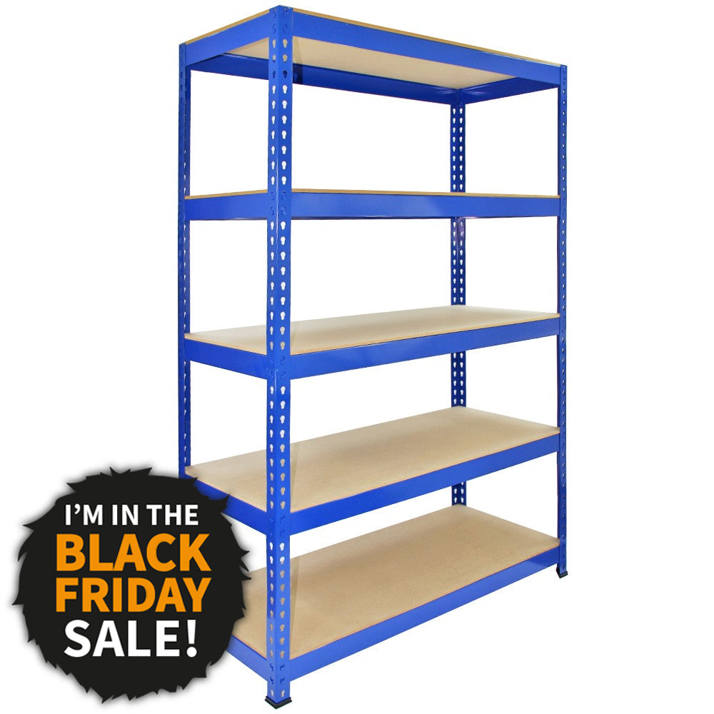 Q-Rax Blue Metal Shelving Unit - 120 cm W x 180 cm H x 50 cm D