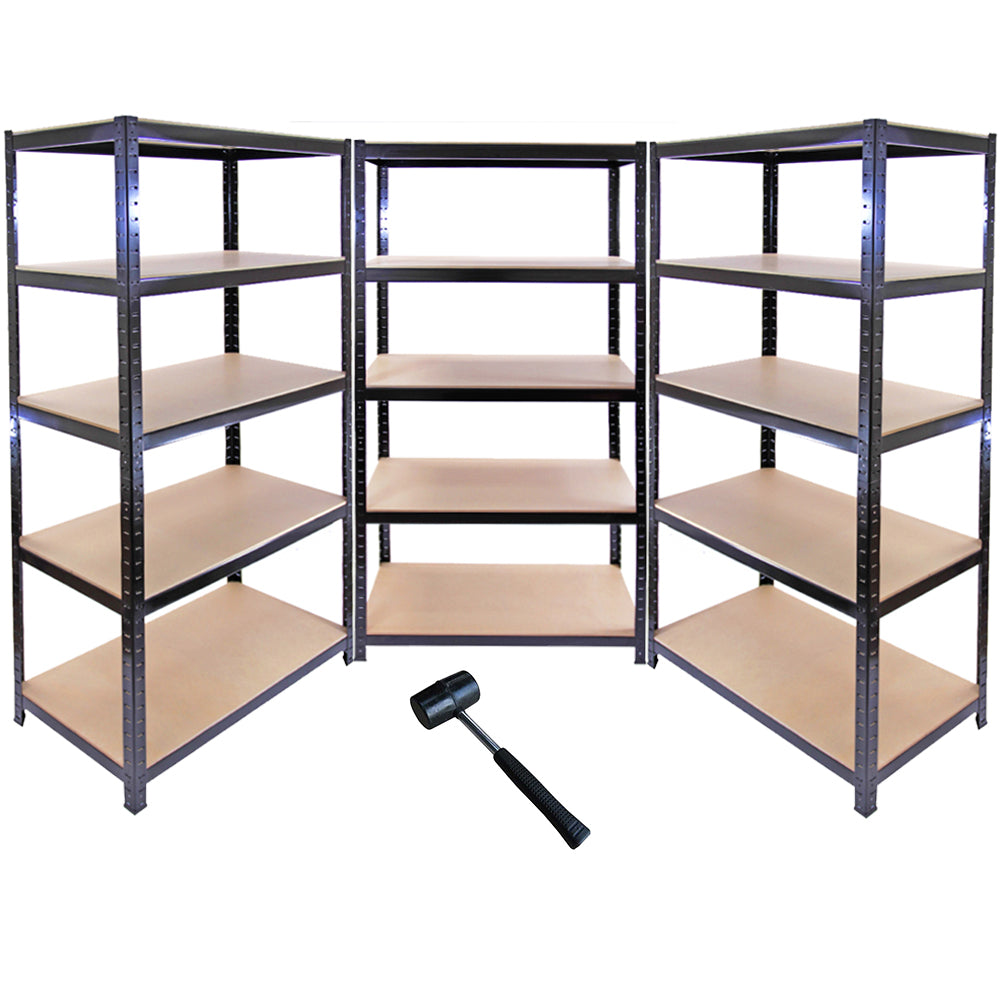 Monster Racking T-Rax Warehouse & Garage Metal Shelving – Black – 90 cm W x 45 cm D – Set of 10