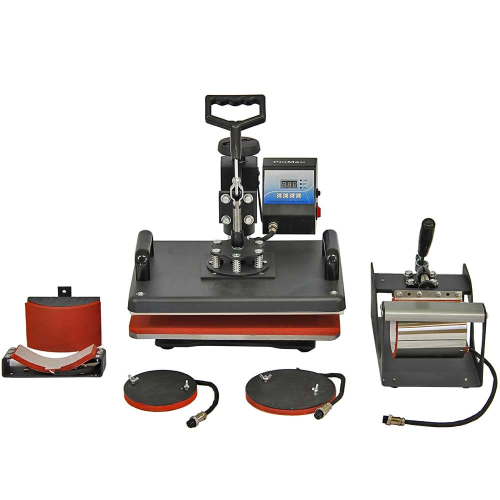 PixMax Da Vinci 5-in-1 Heat Press Bundle with LED-Illuminated Vinyl Cutter, Printer, and Accessories