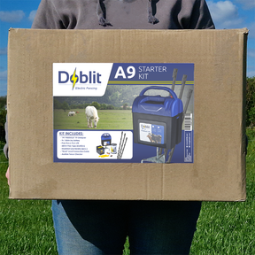 Doblit A9 Strip Grazing Kit | 200m Fencing Bundle Includes 9v Energiser, 105cm Poly Posts, Poly Wire & Accessories