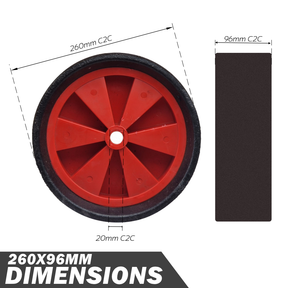 Castor Wheel 260x96mm Plastic Rim 20x58mm For Creep Feeders & Trolleys