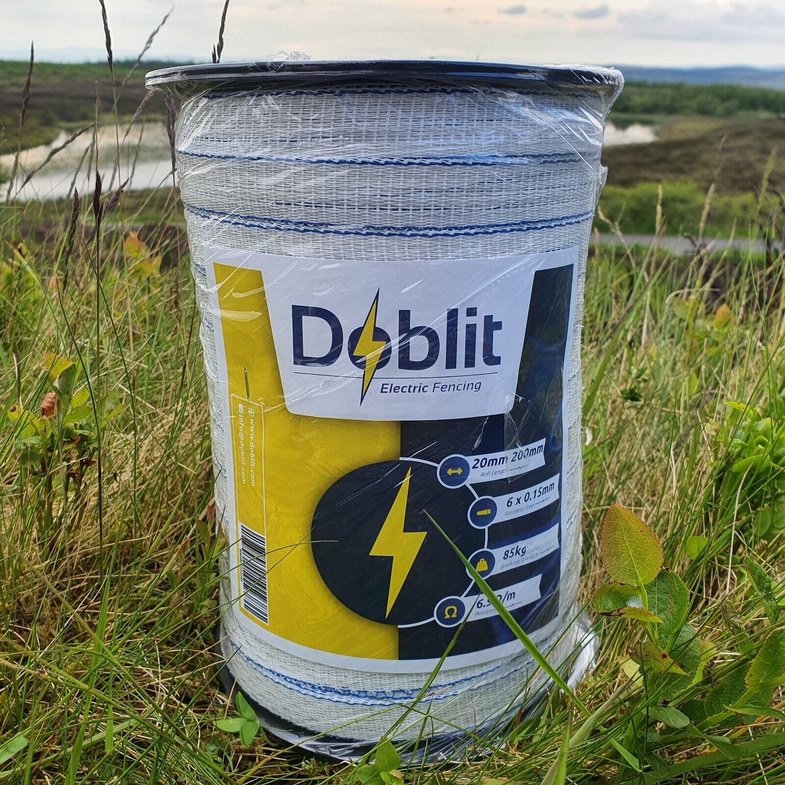 Doblit 20mm Poly Tape Electric Fence Horse Tape Fencing Conductor  - White 400m Twin Pack