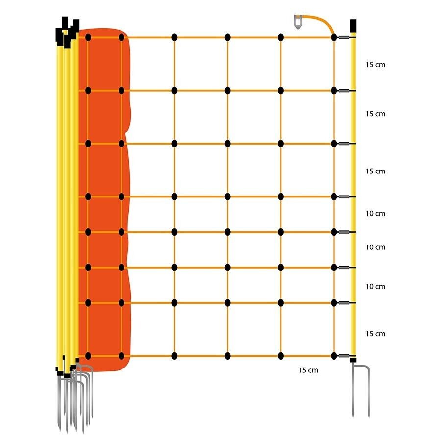 Gallagher Sheep Netting 90cmx50m Electric Fencing Net Fence Orange 90/2-14/Y-50m