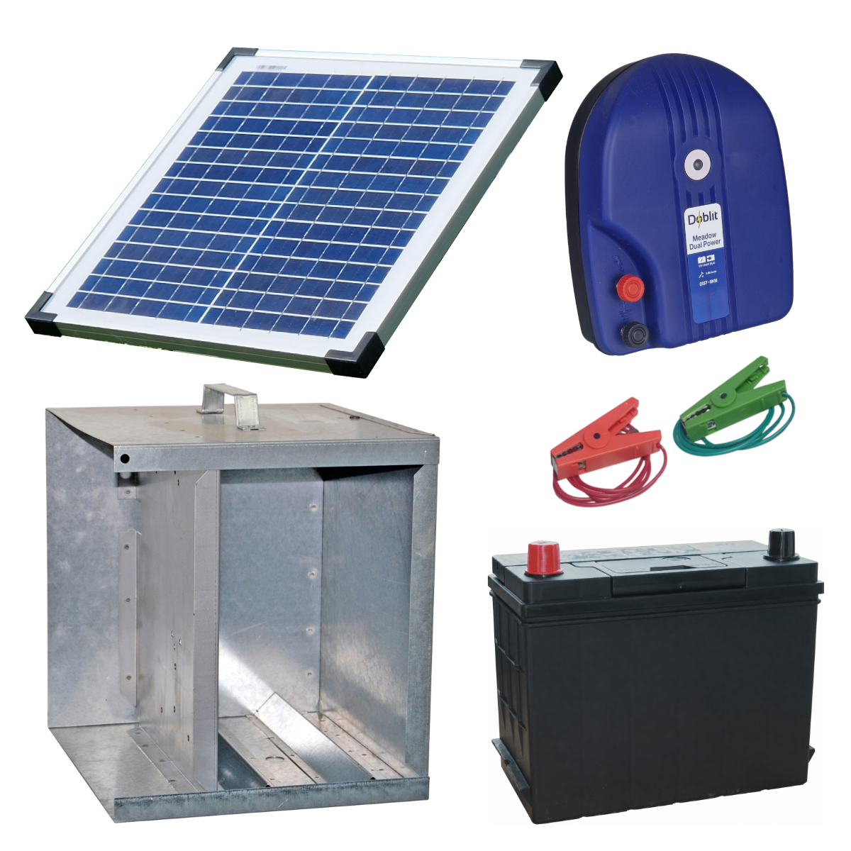 Doblit "Meadow" Solar Box Energiser - 0.8J 8km - Includes 15w Panel, Battery Box, Energiser and 12v Battery