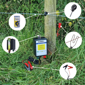 Doblit 12v Energiser Bundle | 250m Fencing Bundle Includes 12v Energiser, 250m Poly Wire & 25 Screw-In Ring Insulators