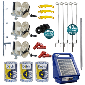 Doblit Quick Fence & Solar Energiser Kit inc. 40x Steel Pigtail Posts
