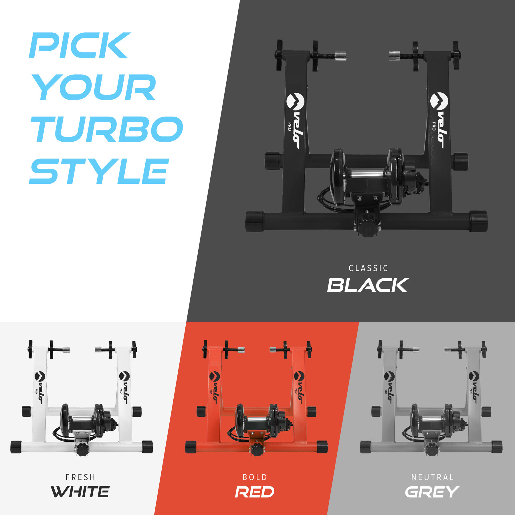 Velo Pro White Magnetic Turbo Trainer with Mat – Indoor Bike Trainer