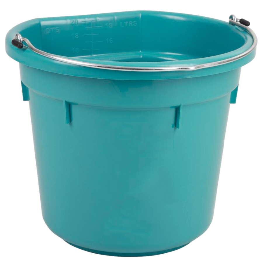 20L Flatback Bucket Large Plastic Pale w/ Steel Carry Handle