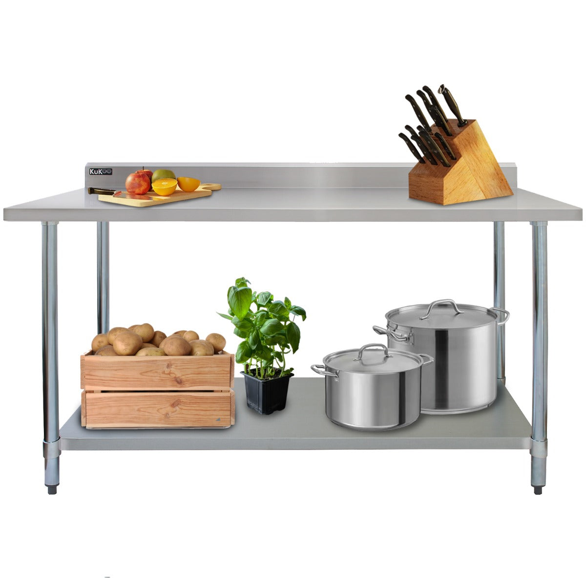 Commercial Stainless Steel Catering Table, 6-Foot Wide