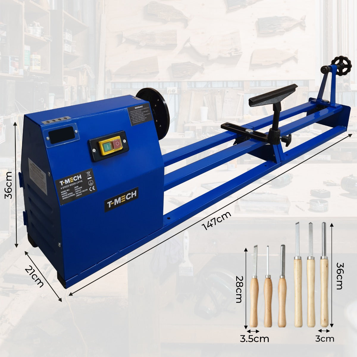 T-Mech Wood Lathe - Woodturning Lathe for Home Workshop