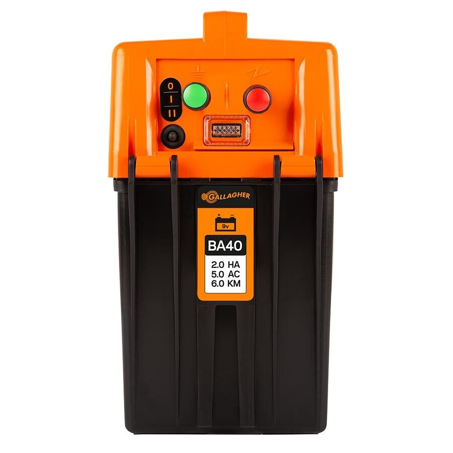 Gallagher BA40 9V 0.4J 6km Electric Fence Energiser 3 Year Warranty