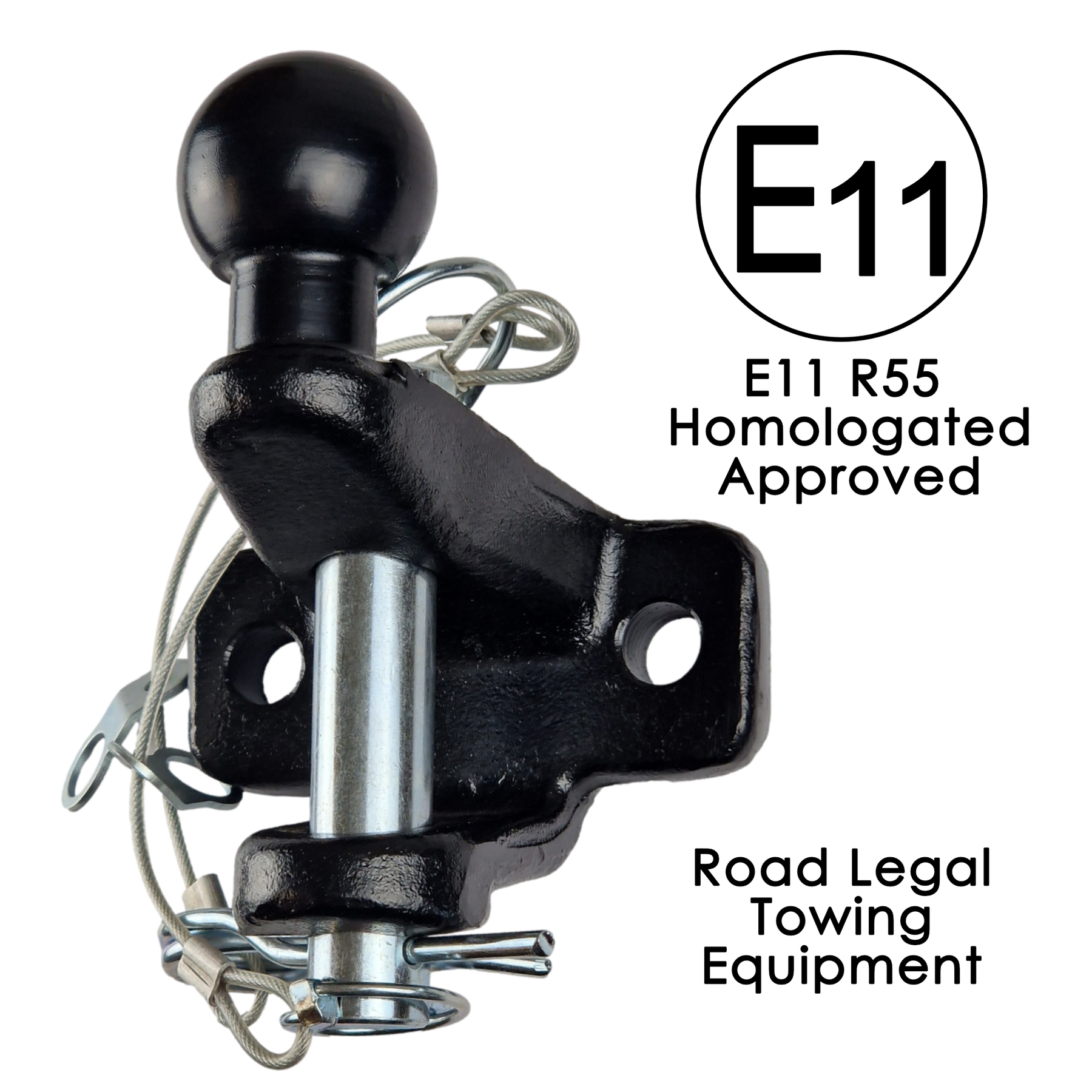 Dual Tow Hitch 50mm Ball & 25mm Pin Heavy Duty Towing 3000kg Black - Suitable for Road Use