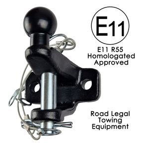 Dual Tow Hitch 50mm Ball & 25mm Pin Heavy Duty Towing 3000kg Black - Suitable for Road Use