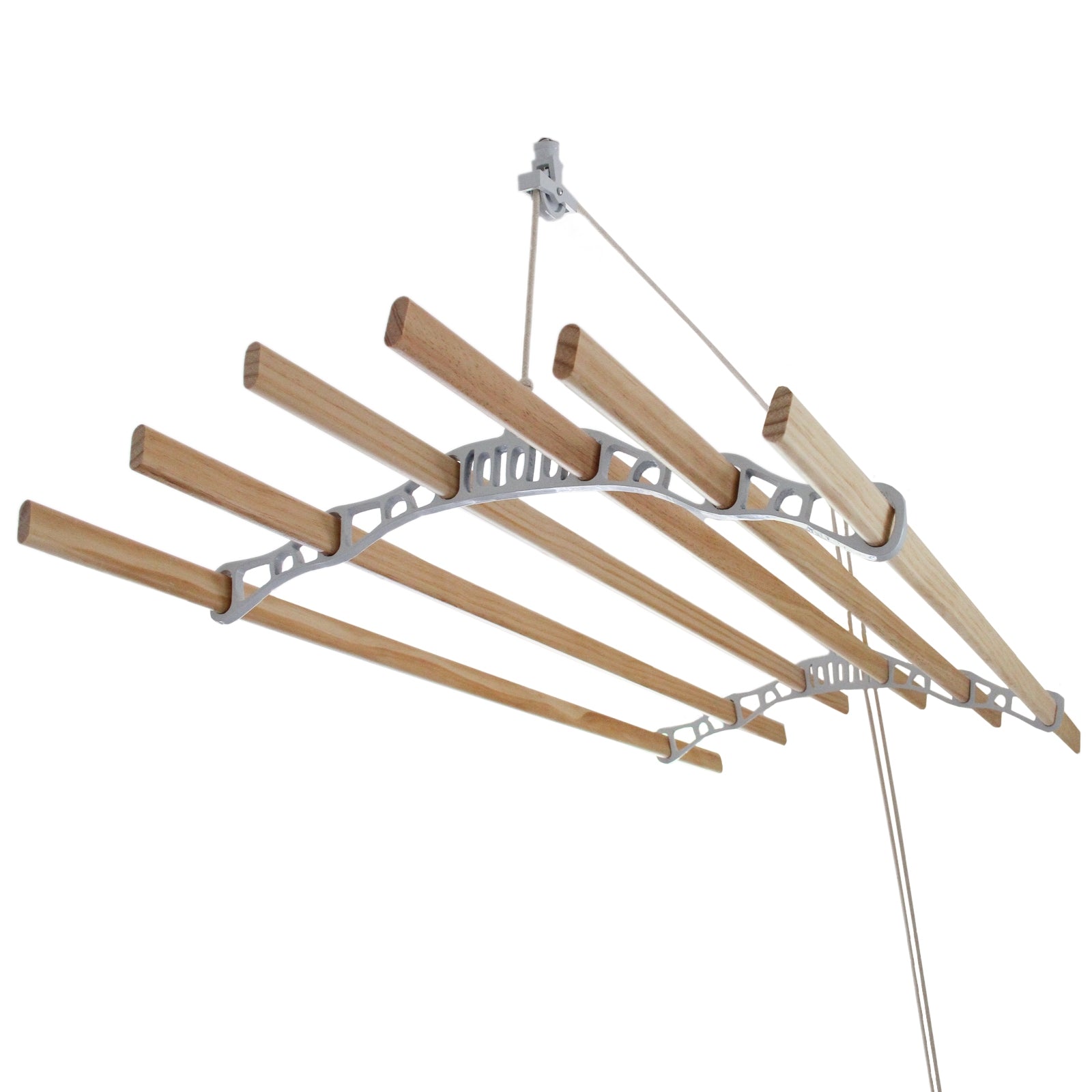 Ceiling-Mounted Clothes Airer with Pulley System, White, 1.2m