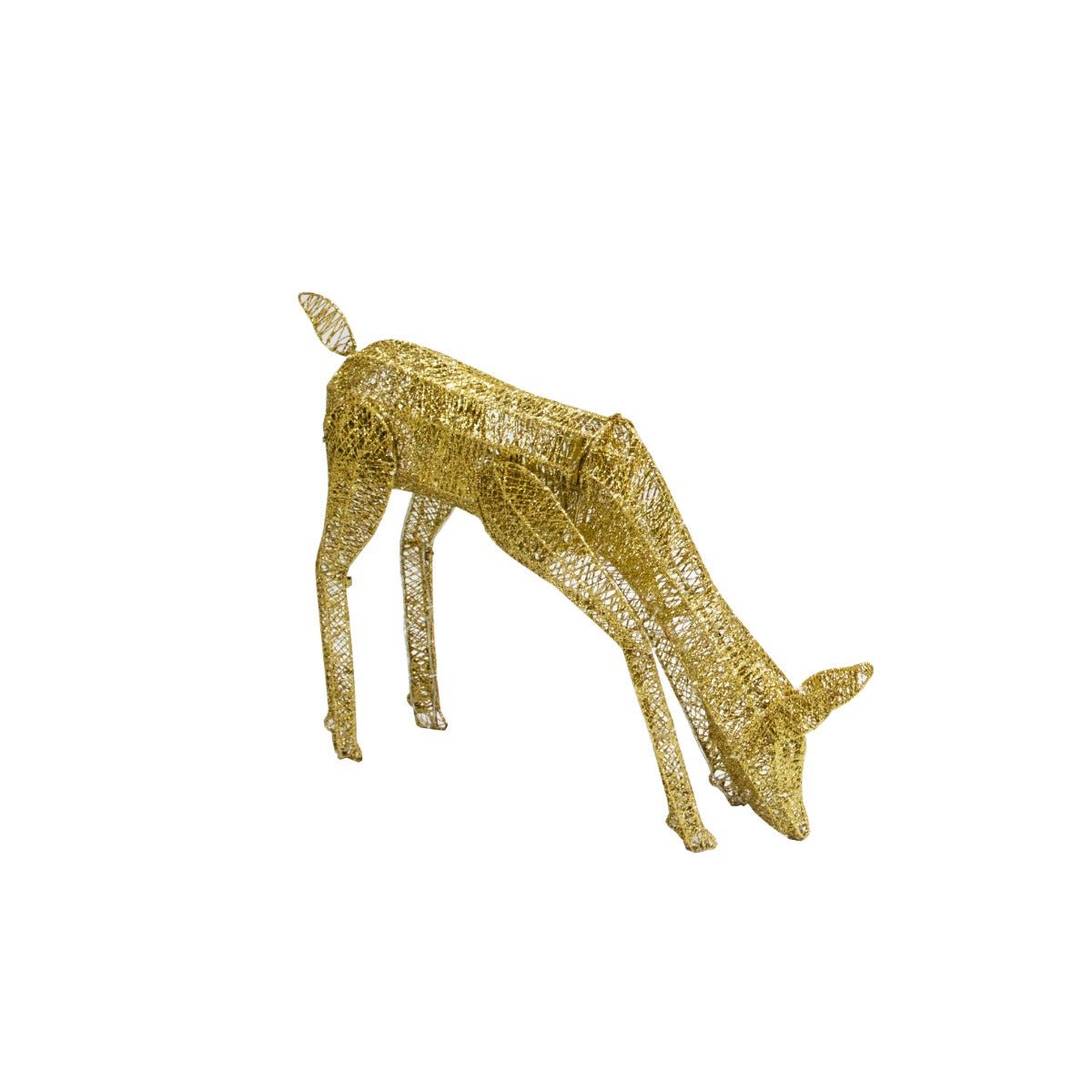 Gold Grazing Reindeer Doe with 120 Ice White LEDs, 61 cm Tall