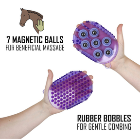 Curry Comb and Massager Dual Action Grooming Mitt Horse Pony Dog Cow