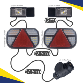 LED Trailer Light Set with Dynamic Indicator 12/24V 7 Functions with Side Markers