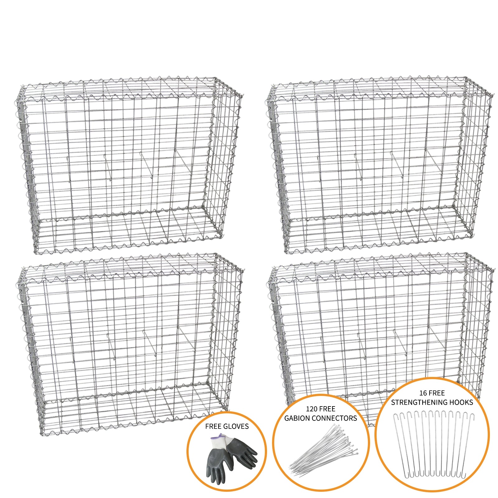 Gabion Baskets 100 x 95 x 30 cm Pack of 4