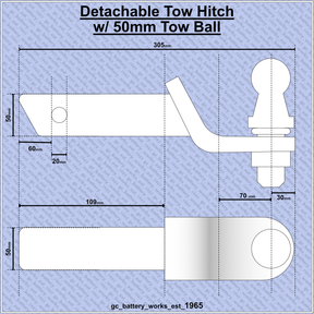 Detachable Tow Ball Hitch 2"Tongue Standard Receiver & 50mm Ball