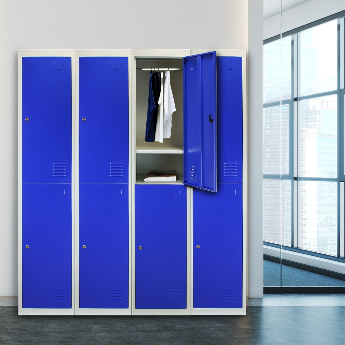 Blue Metal Storage Lockers - 2-Door, Flat-Packed