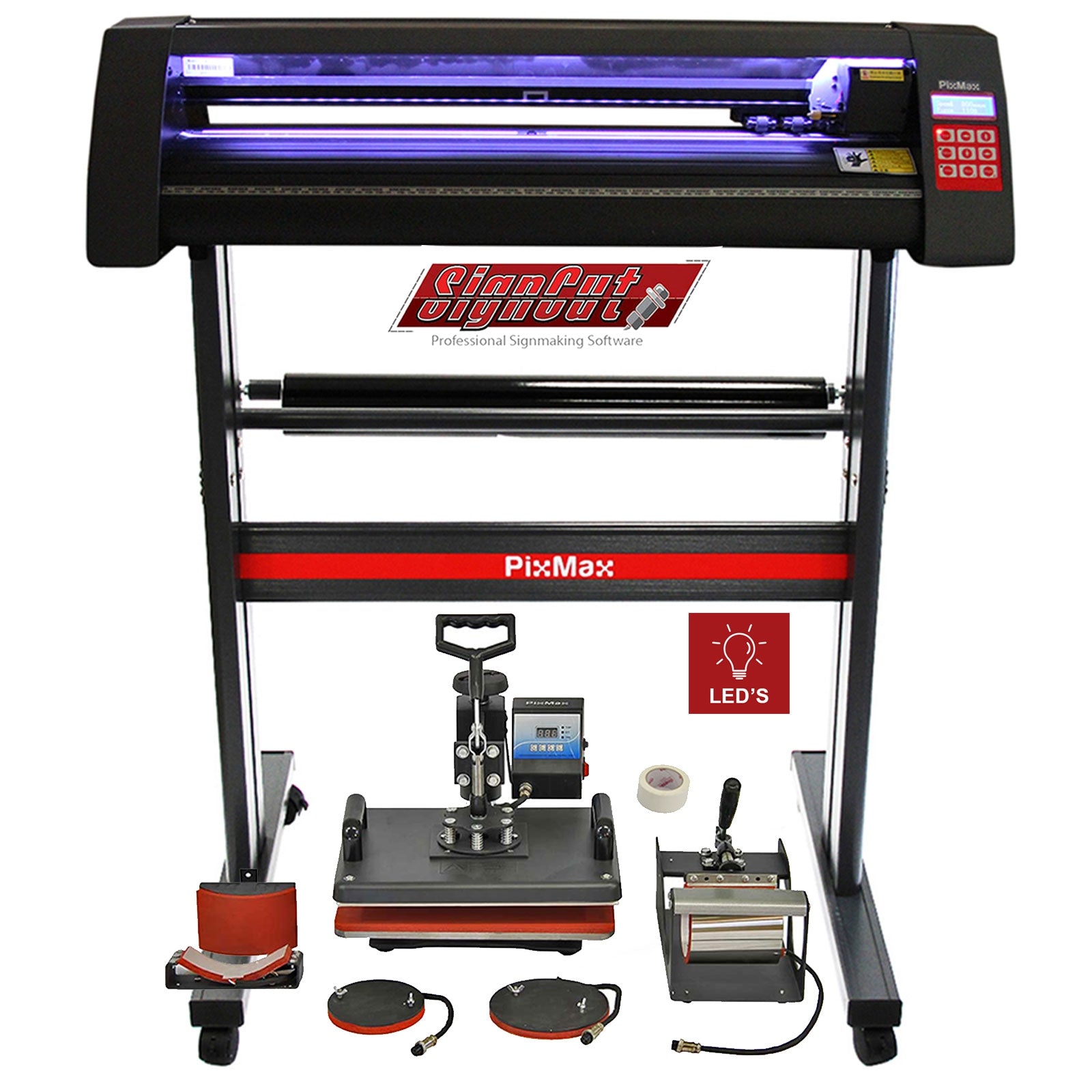 LED Vinyl Cutter with 5-in-1 Heat Press and SignCut Pro Software