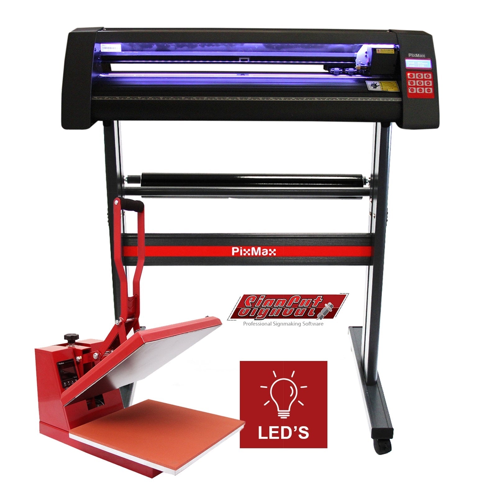 LED-Illuminated Vinyl Cutter with 38 cm Clamshell Press and SignCut Software