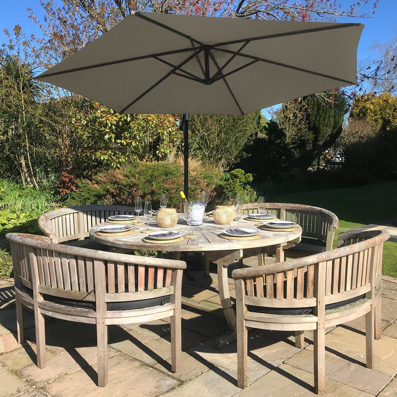 Beige Cantilever Patio Parasol