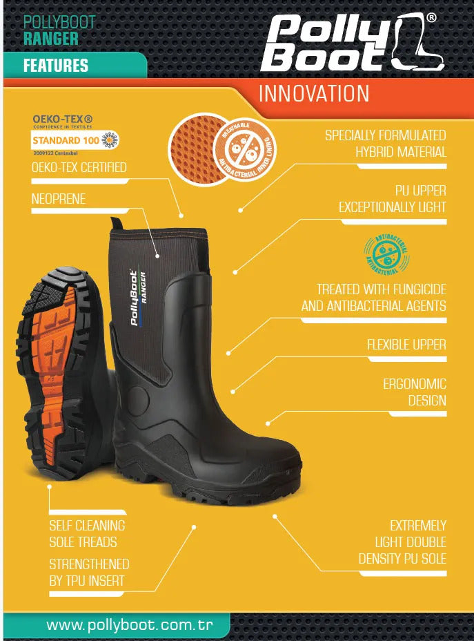 PollyBoot Ranger Premium Wellington Boot with Thermal Neoprene Lining