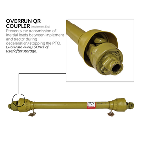 PTO Drive Shaft A4 1 3/8" x 6 Quick Release w/ Overrun Yoke Bell Tube 1200mm