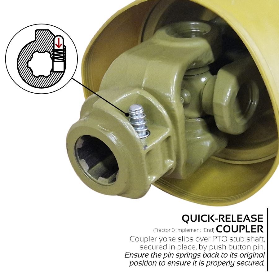 PTO Drive Shaft A4 1 3/8" x 6 Quick Release w/ Overrun Yoke Bell Tube 1200mm